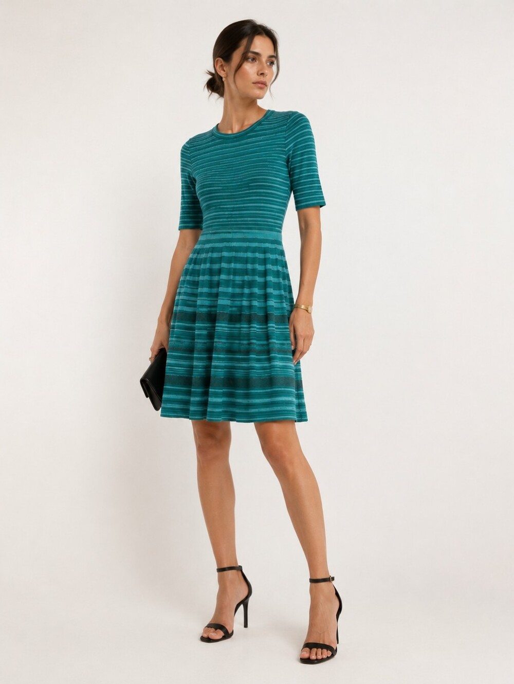 M Missoni Teal Striped Knit Midi Dress